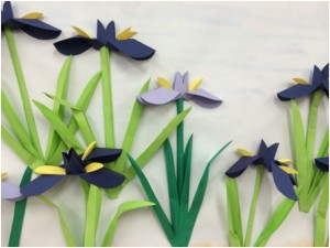 Origami irises (flowers)