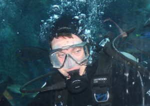 Brian Keefer, underwater in scuba gear