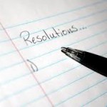 notebook paper with a list of resolutions