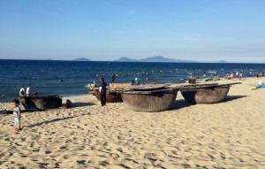 Roundboats on a beach in Vietnam