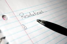 lined notebook paper with word "resolutions" on top and beginning of unwritten list below