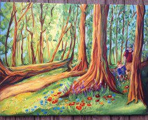 Forest scene painted by Sara Brown Del Pozo